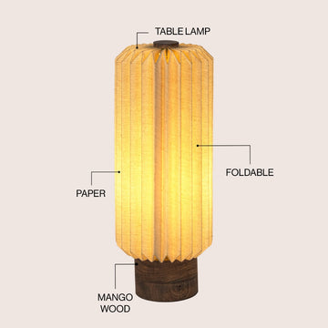 Banks 15.75" Modern Minimalist Paper Pleated Column Accent LED Table Lamp